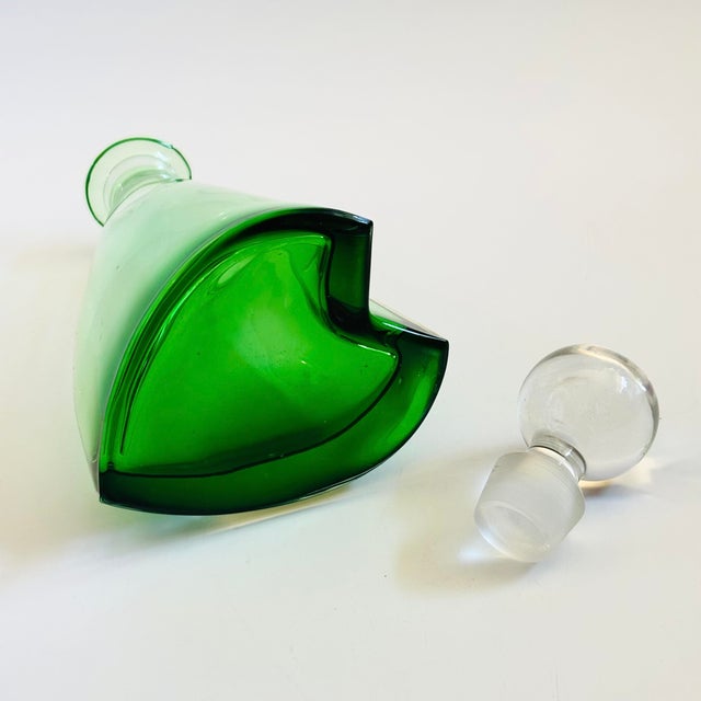 Mid Century Green Art Glass Decanter For Sale - Image 13 of 13