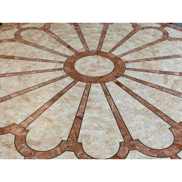 Mid-Century Modern 1980s Vintage Maitland Smith Fossilized Coral Tessellated Stone Dining Table For Sale - Image 3 of 9