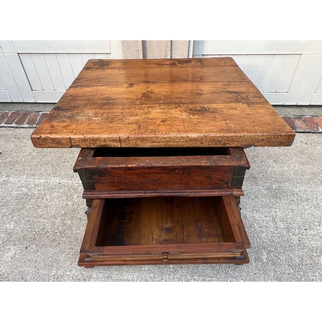 Brown Antique French Butcher Block Baker’s Table Pétrin Farmhouse Kitchen Island C1790 For Sale - Image 8 of 18