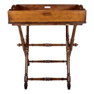 19th Century English Tiger Oak Butler's Tray Table For Sale