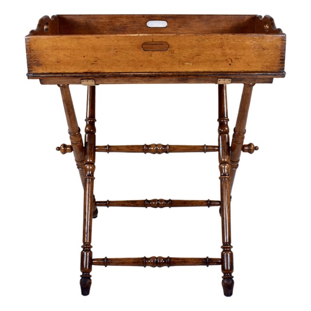 19th Century English Tiger Oak Butler's Tray Table For Sale