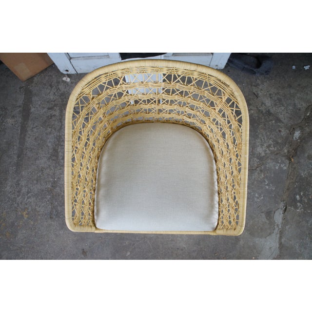 Early 21st Century 3 Gabby Libby Natural Rattan Boho Chic Modern Counter Height Bar Stools For Sale - Image 5 of 13