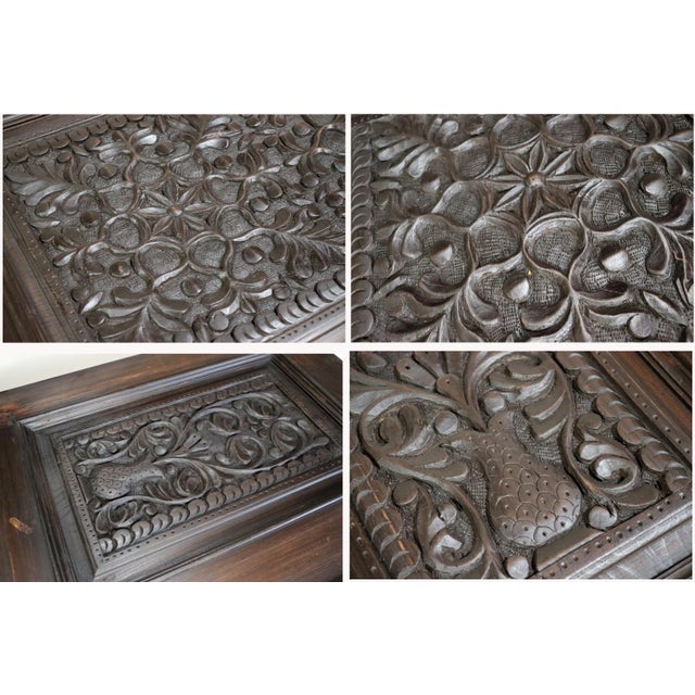 Wood Handmade and Handcarved Sliding Door Panel, Nuristan, Afghanistan, 1920s For Sale - Image 7 of 11