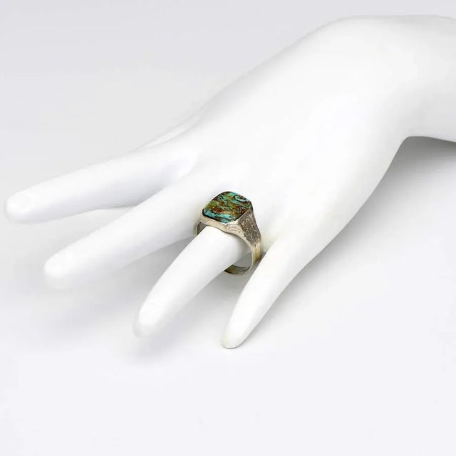 Early 20th Century 10kw Art Deco Ostby & Barton Turquoise Matrix (5.0) Ring For Sale - Image 5 of 5