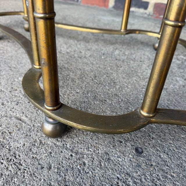 Mastercraft Brass and Glass Racetrack Oval Coffee Table For Sale - Image 10 of 12