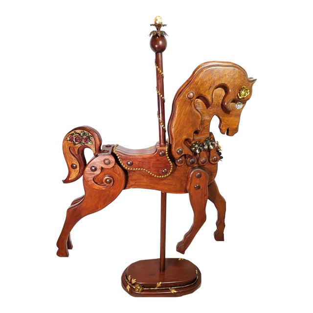 Late 20th Century Carousel Horse Hand Carved Wood Statue 55" Chairish