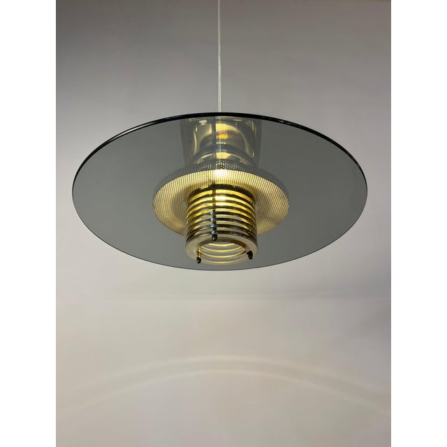 Pendant Lamp in Smoked Glass and Brass by Jan Eskil Eskilsson for Belid For Sale - Image 11 of 11