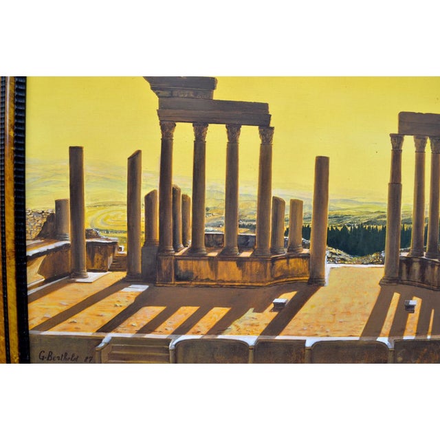 Georges Berthelot, Large Metaphysical Landscape, 1987, Oil on Canvas, Framed For Sale - Image 6 of 11