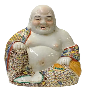 Chinese Canton MIX Ceramic Happy Laughing Buddha Statue