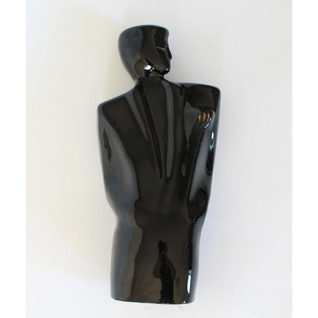 Mid 20th Century Vintage Postmodern Black Ceramic Figure For Sale - Image 5 of 11