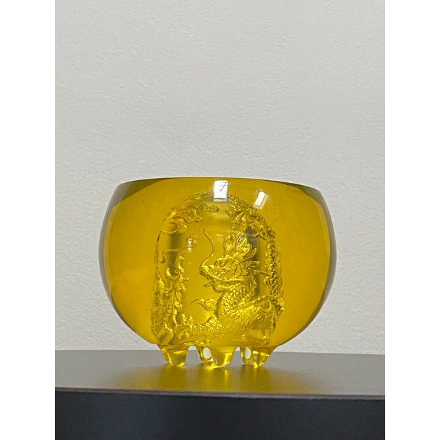 Glass 2000 Heinrich Wang Liuli Crystal Dragon Rooster Bowl For Sale - Image 7 of 16