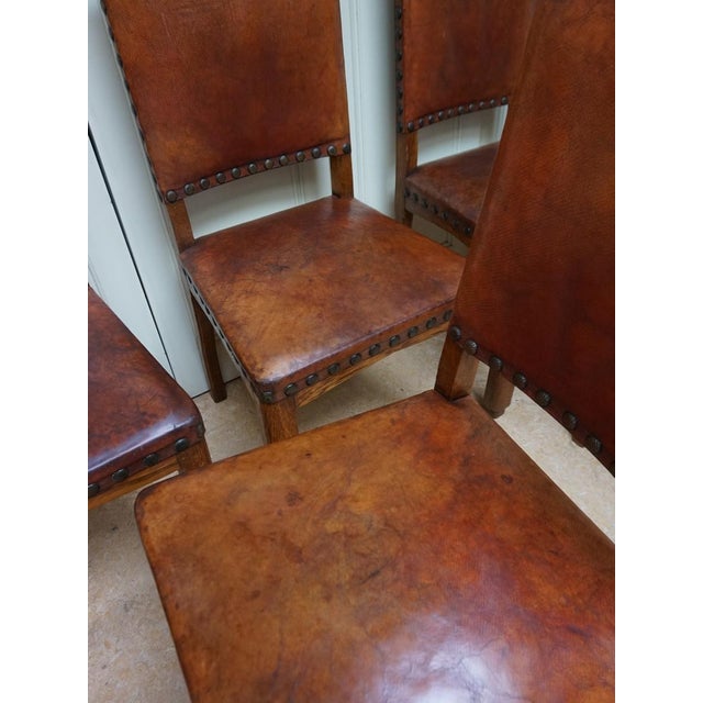Antique Dutch Art Deco Leather Dining Chairs, 1920s, Set of 6 For Sale - Image 13 of 18