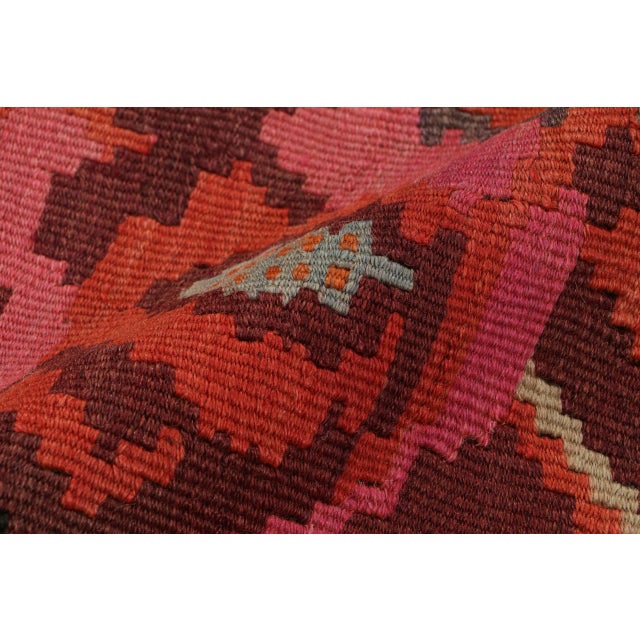 1950s Mid Century Vintage Beige Brown Floral Bessarabian Kilim Turkish Flat Weave Rug For Sale - Image 5 of 8