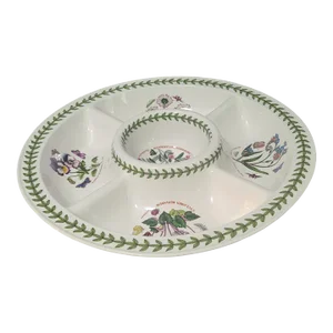 Late 20th Century Portmeirion Floral Botanic Garden Divided 5 Section Chip & Dip Serving Dish