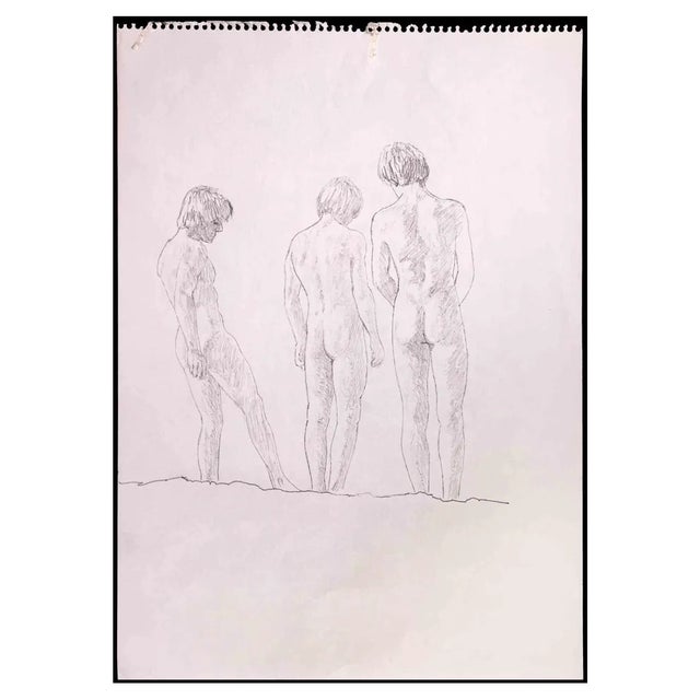 Anthony Roaland, Three Boys, Original Drawing, 1980s For Sale
