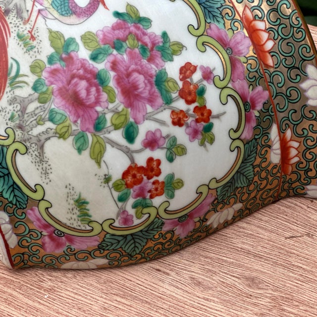 Vintage Chinese Porcelain Wall Pocket With Fretwork Birds & Flowers For Sale - Image 10 of 12