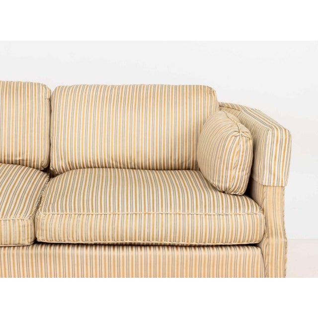 American Pair of American Striped Pattern Fabric Upholstered Sofas For Sale - Image 3 of 16