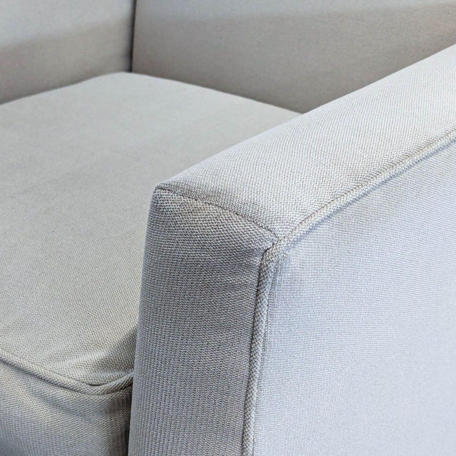 Textile Crate & Barrel Lounge Chair With Ottoman – Modern Cream Upholstery For Sale - Image 7 of 9