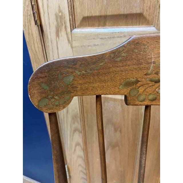 Vintage Nichols & Stone Boston Rocker – Gardner, Mass – Hand-Painted Fruit & Floral Crest For Sale - Image 9 of 10