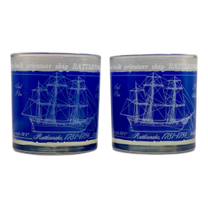 Mid 20th Century Libbey Sailing Ship Lowball Glasses- A Pair