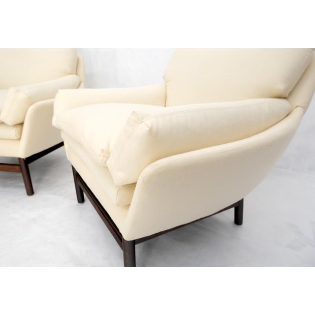 Solid Rosewood Dowel Shape Legs New Soft Wool Upholstery Danish Lounge Chairs For Sale - Image 17 of 17
