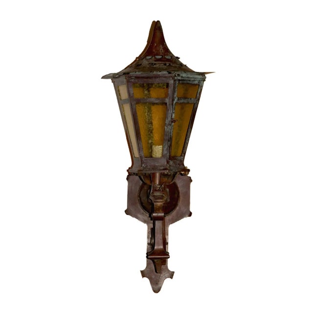 Early 20th Century Antique Exterior Lanterns Bronze Wall Mount - A Pair For Sale - Image 5 of 8
