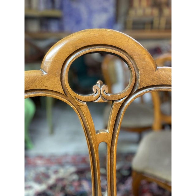 Vintage Italian Walnut Veneer Dining Chairs, Set of 6 For Sale - Image 5 of 7