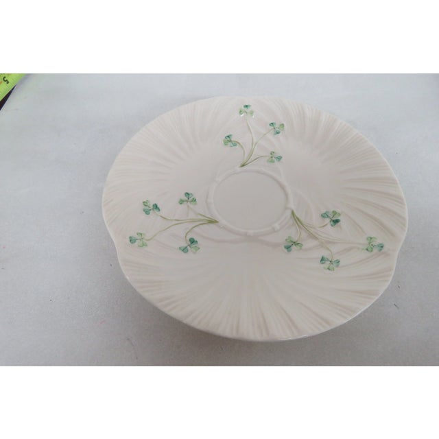 Ceramic Belleek Harp Shamrock Irish Porcelain Plates a Pair For Sale - Image 7 of 10