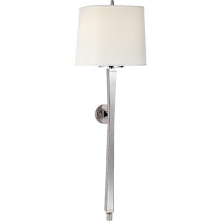 Thomas O'Brien for Visual Comfort Signature Edie Baluster Sconce in Polished Nickel with Linen Shade For Sale