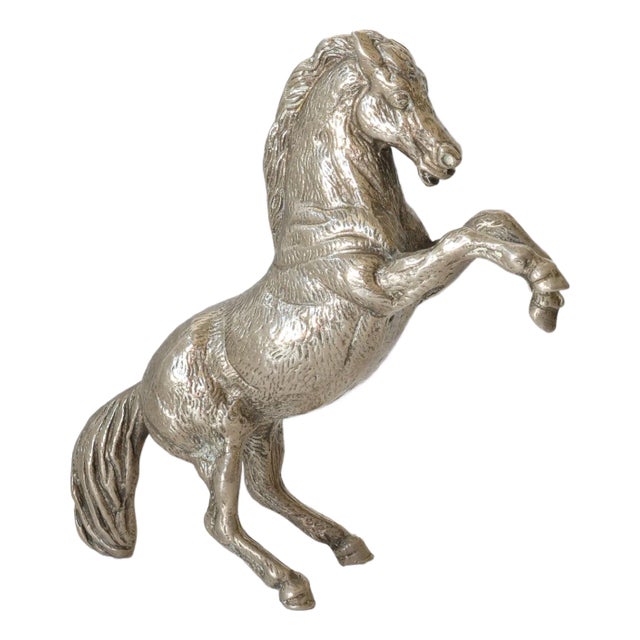 1960s Italian Silver-Plate Rearing Horse For Sale