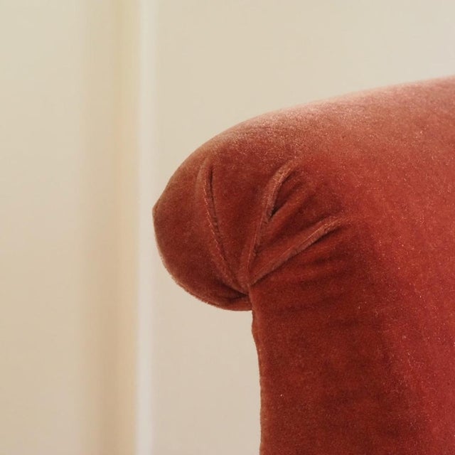 Antique Velvet Armchair with Turned Legs on Casters, 1880s For Sale - Image 6 of 14