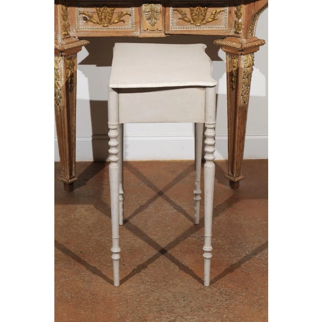 Mid 19th Century Swedish Painted Side Table with Single Drawer, Turned Legs and Serpentine Front For Sale - Image 9 of 12