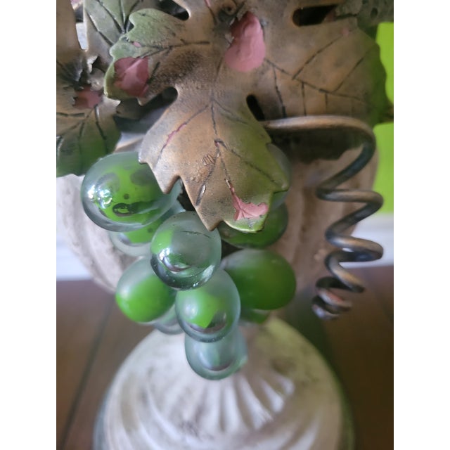 Vintage Classical Revival Urn With Patinated Metal Handles & Grape Motif For Sale - Image 4 of 12