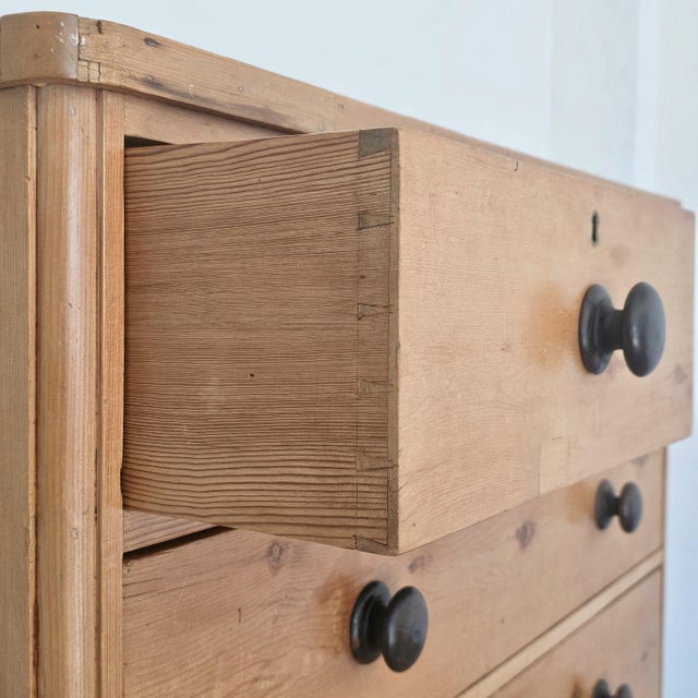 Antique English Pine Chest of Drawers (Dresser)with Dark Knobs - Circa 1870 For Sale - Image 10 of 18