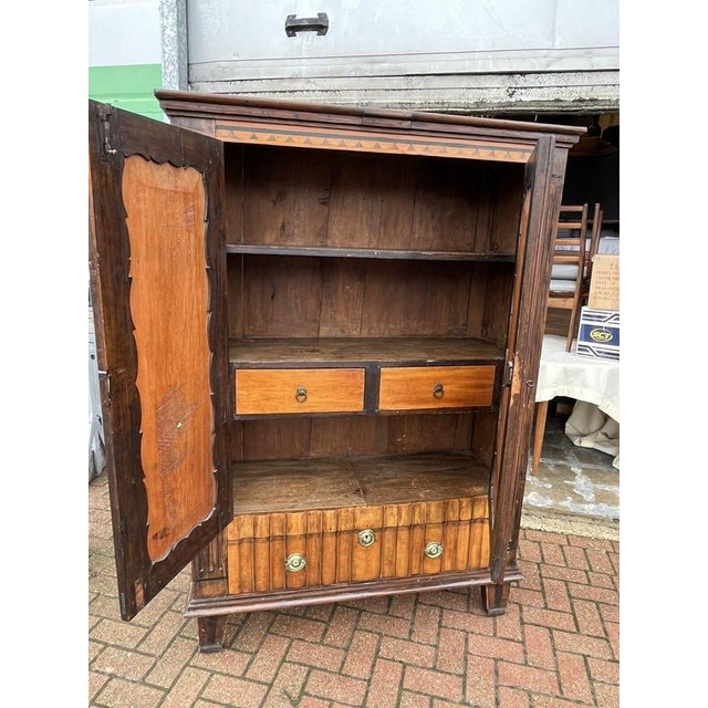 Brown Antique Cabinet with Key For Sale - Image 8 of 12