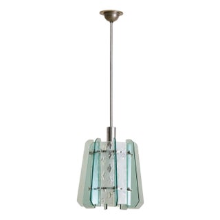 1950s Italian Glass Paneled Pendant in the Manner of Fontana Arte For Sale