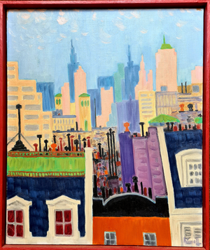 Andre-Michael Lwoff, New York City Skyline, 1960s, Oil on Canvas