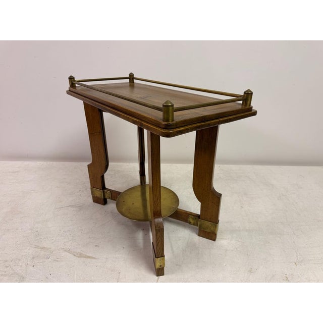 Art Deco Oak and Brass Side or Console Table, 1930s For Sale - Image 9 of 15