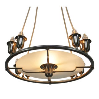 Art Deco Eight-Light Chandelier by Franta Anýž for IAS, Czechoslovakia, 1930s For Sale