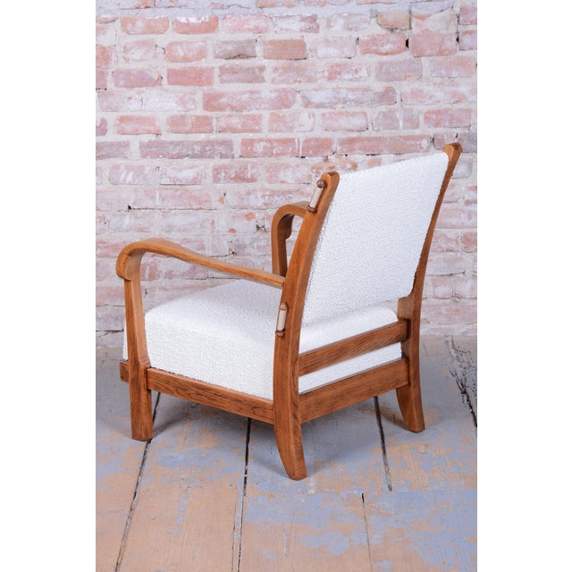 Czech Art Deco Seating Set in Oak attributed to Krásná Jizba, 1930s, Set of 3 For Sale - Image 15 of 18