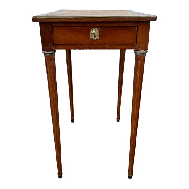 French 19th Century Louis XVI Mahogany Leather Top Side Table For Sale