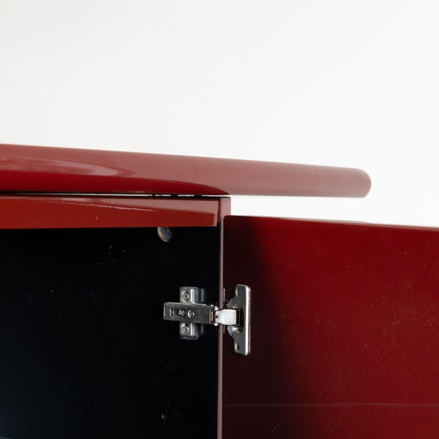 Red Lacquered Wooden Sideboard, 1970s For Sale - Image 12 of 15