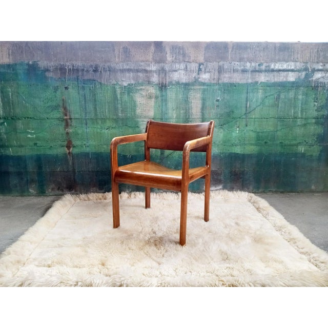 1970s 1970s Brutalist Daumiller Style Postmodern Solid Wood Lounge Side Armchair For Sale - Image 5 of 9
