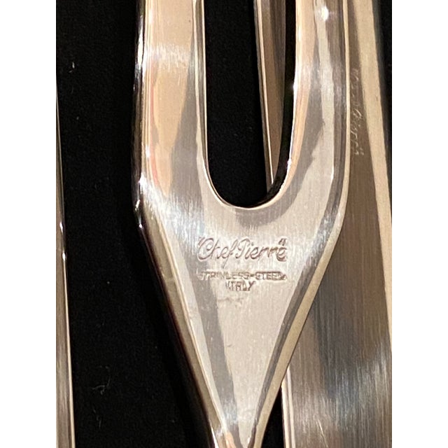 Silver Brand New 1960s Vintage Chef Pierre Hot Forged Stainless Steel Carving Set, Italy- 3 Pieces For Sale - Image 8 of 12