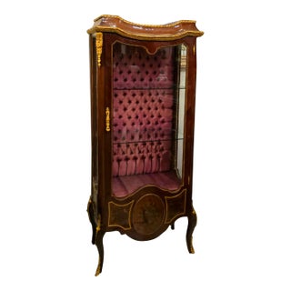 Rococo Style Ruby and Gold Vitrine Cabinet For Sale