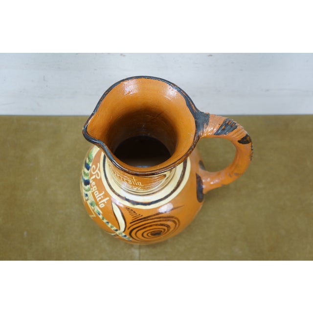 1976 Mexican Folk Art Terracotta Pulque Agave Bird Pitcher Water Jar 14" For Sale - Image 4 of 16