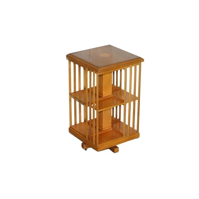 Sheraton Revival Burr Yew & Satinwood Revolving Bookcase For Sale - Image 10 of 10