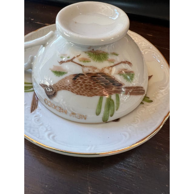 1970s Ceramic New Mexico Teacup and Saucer With Bird Accents For Sale In Atlanta - Image 6 of 8
