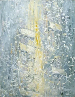 "Tickertape NY" by Matthew Radfoprd Pointillist Oil Painting on Canvas