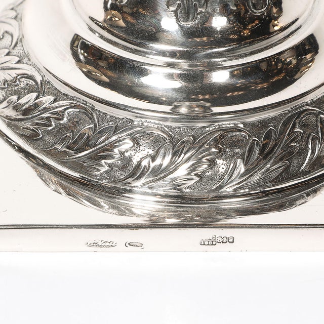 Metal Pair of Silver Corinthian Column & Acanthus Sabbath Candlesticks by Ludwig Nast For Sale - Image 7 of 18